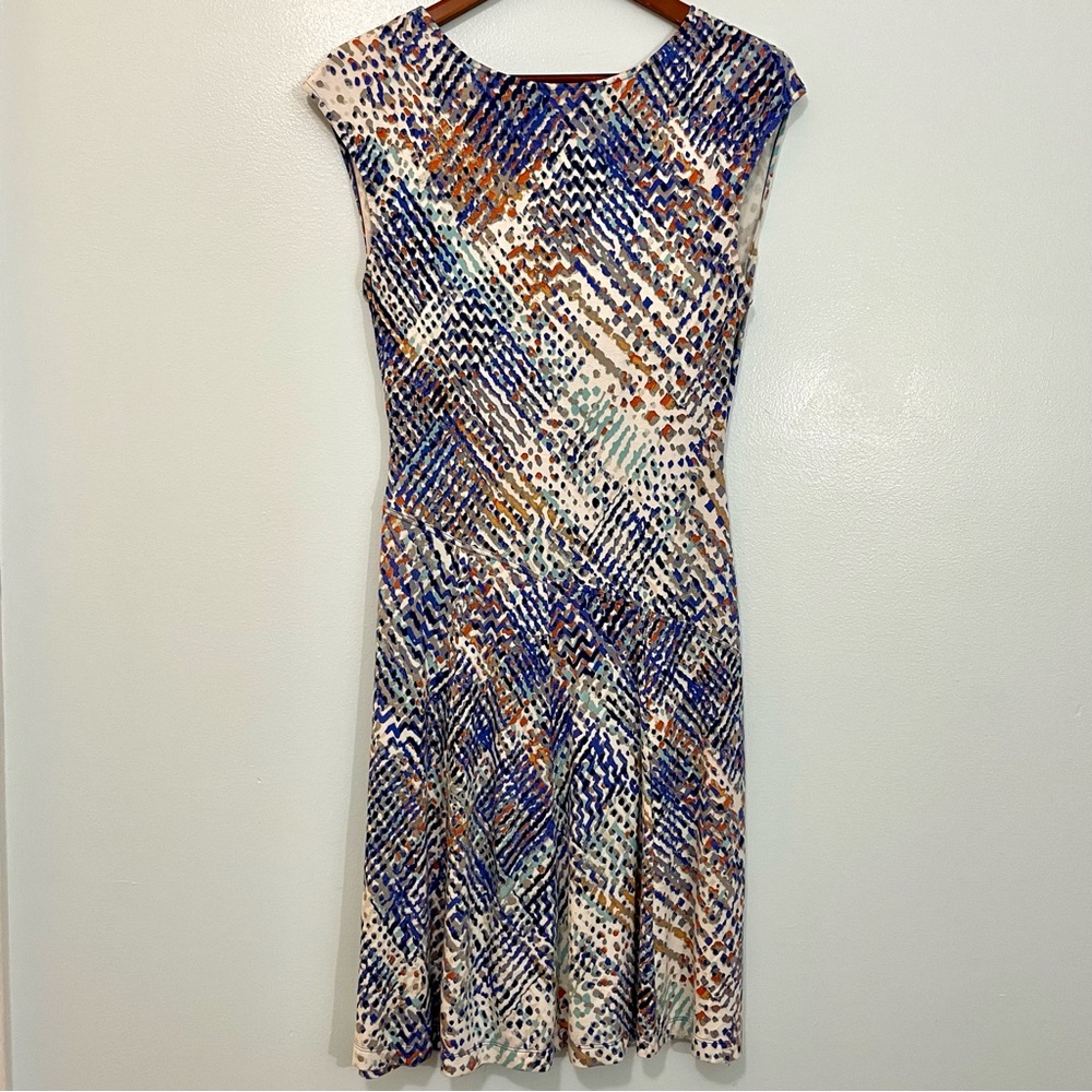 NIC+ZOÈ Watercolor Jersey Surplus Wrap Midi Dress Size S - Picture 2 of 9